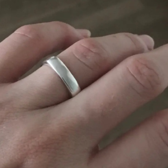 Sliver 925 Sterling Silver Square Circle Ring Size 7 - Picture 11 of 11